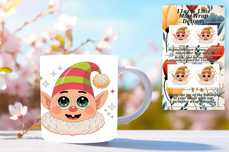 Colorful 11oz Mug Wrap Png Template , Cute Christmas