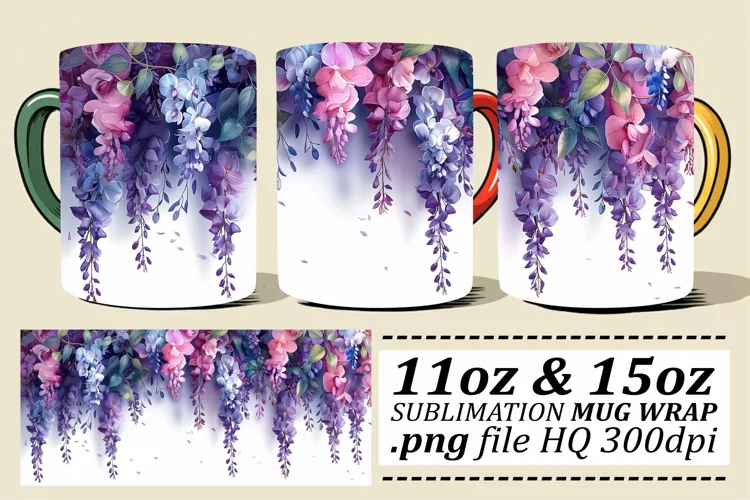 Blooming Flowers Mug Wrap - Spring Design 11oz 15oz