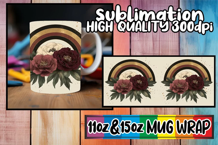 Radiant mornings sublimation mug wrap, Flower