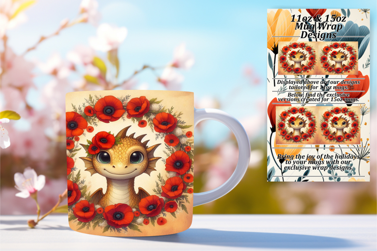 Sophisticated 15oz Mug Wrap Png , Dragon