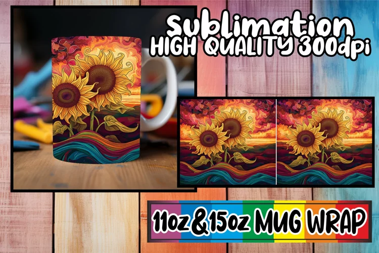 Retro Garden Bloom Bliss: Spring Mug Wrap Sublimation