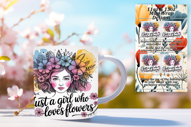 Trendy 11oz Mug Wrap Png Design , Just A Girl