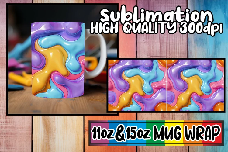 Vibrant Puff Paradise: Sublimation Mug Wrap 11oz/15oz