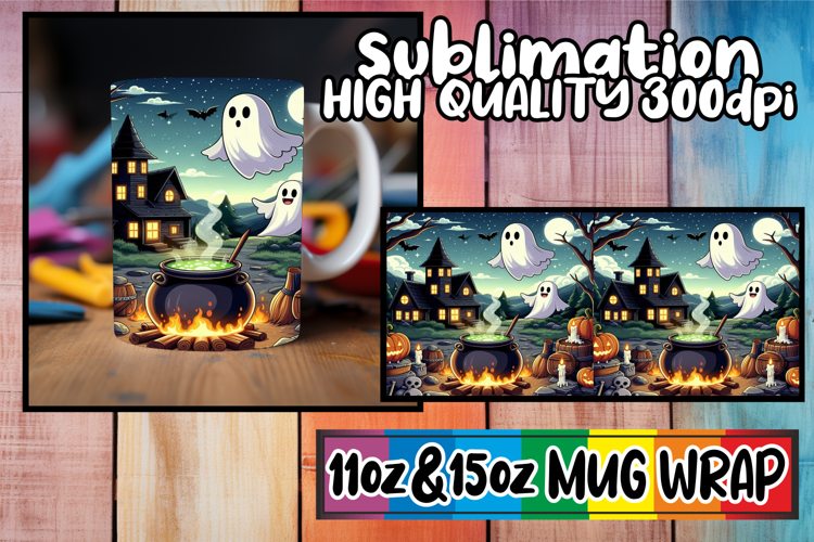 Wholesome escapes 11oz 15oz sublimation wrap, Ghost