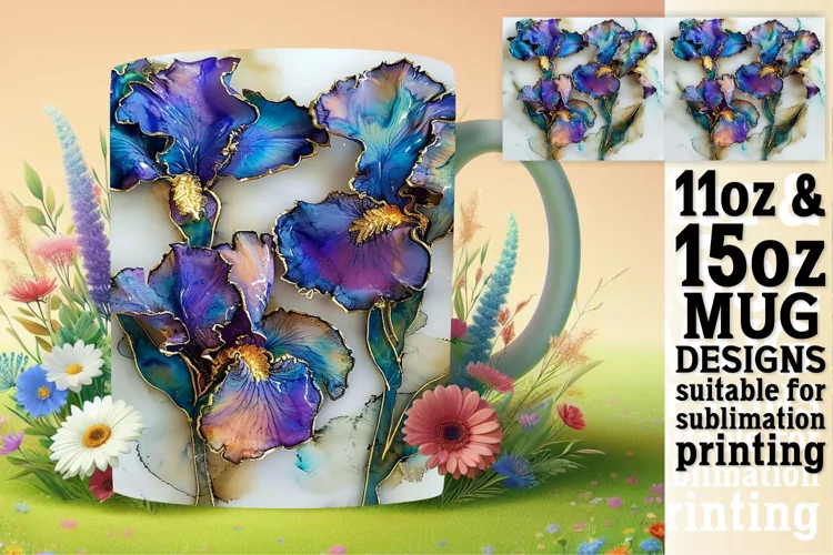Sparkling Flower Wonder Mug Wrap: Sublimation - 11oz/15oz