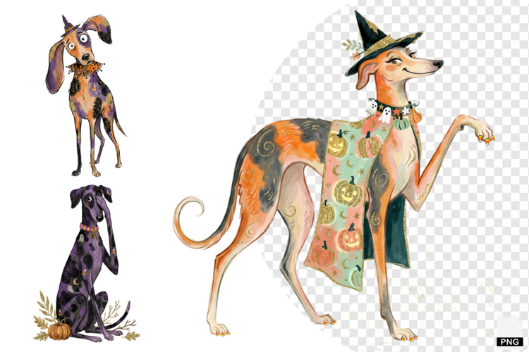 Whimsical Halloween Dogs PNG