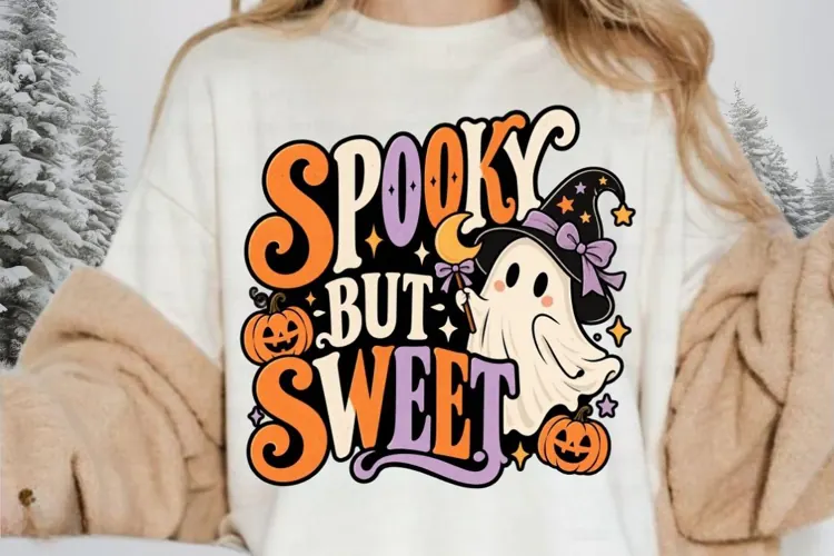 Spooky But Sweet PNG, Cute Witch Ghost Halloween Sublimation