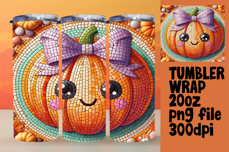 Custom Tumbler Wrap Design , Cute Pumpkin