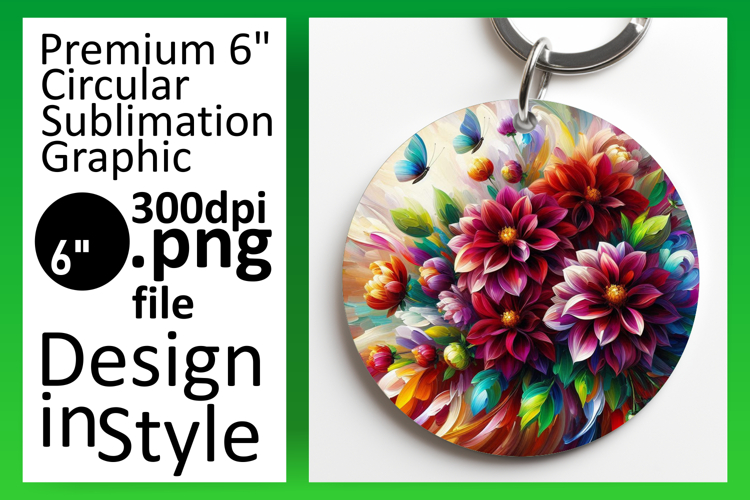 Dynamic Keychain Circle PNG Design , Flowers