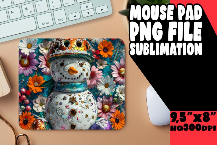 Christmas in July Snowman Mouse Pad - Winter Festive Joy