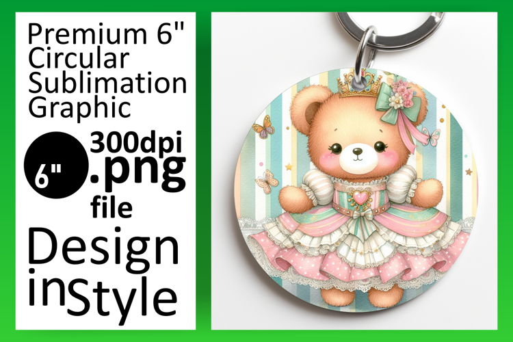 Playful Round Design Keychain PNG , Teddy Bear