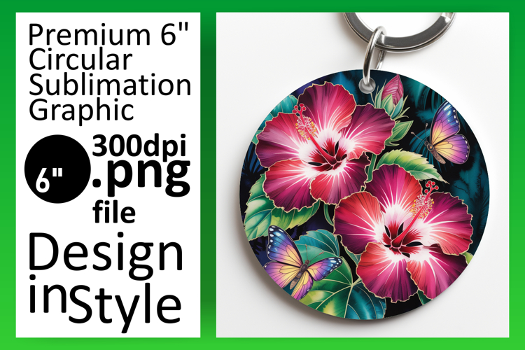 Elegant Keychain Round Design PNG , Flowers