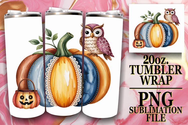 Happy beginnings 20oz tumbler wrap, Pumpkin Watercolor