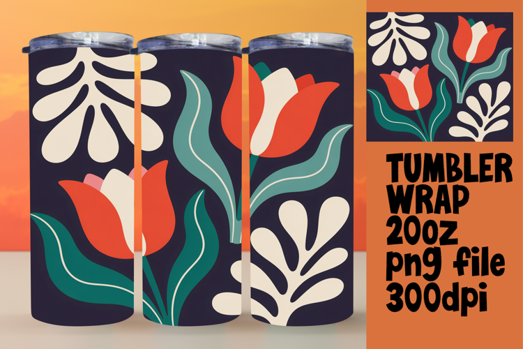 LUXURIOUS 20oz Tumbler Template , Flowers