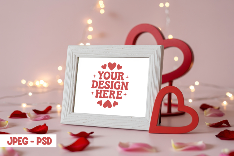 Valentine Heart Frame PSD JPEG Mockup