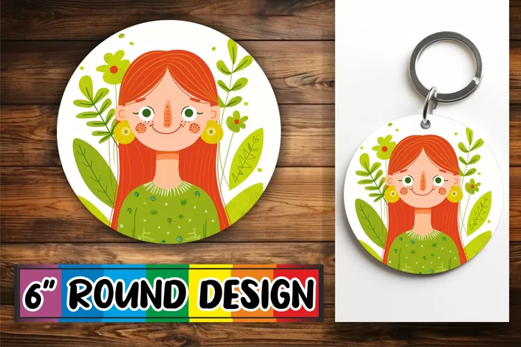 Artistic Watercolor Round Design with Floral Portrait PNG