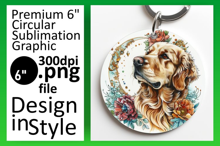 Colorful Round Dog Sublimation Keychain