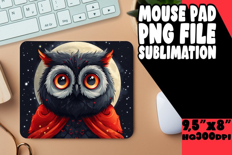 Watercolor Owl Mouse Pad for Spring PNG Sublimation