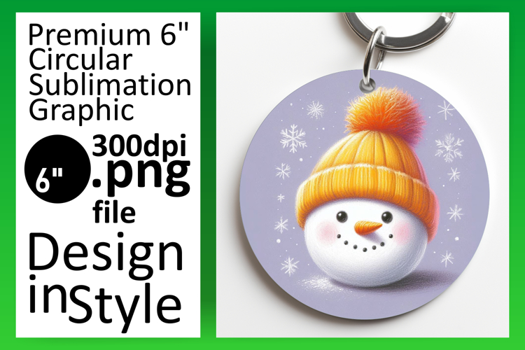 Lovely Round Design for Sublimation , Snowman