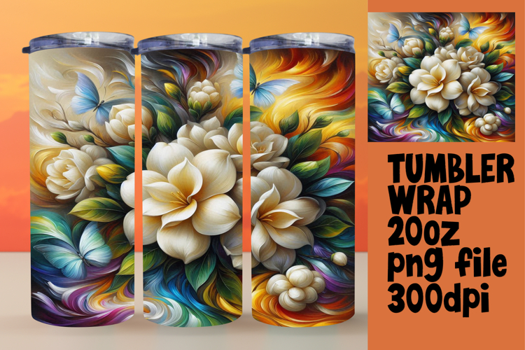 BOLD 20oz Tumbler Artwork for Sublimation , Flowers