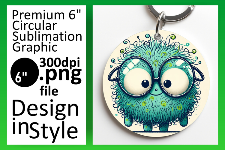 Playful Round Design Keychain PNG , Monster