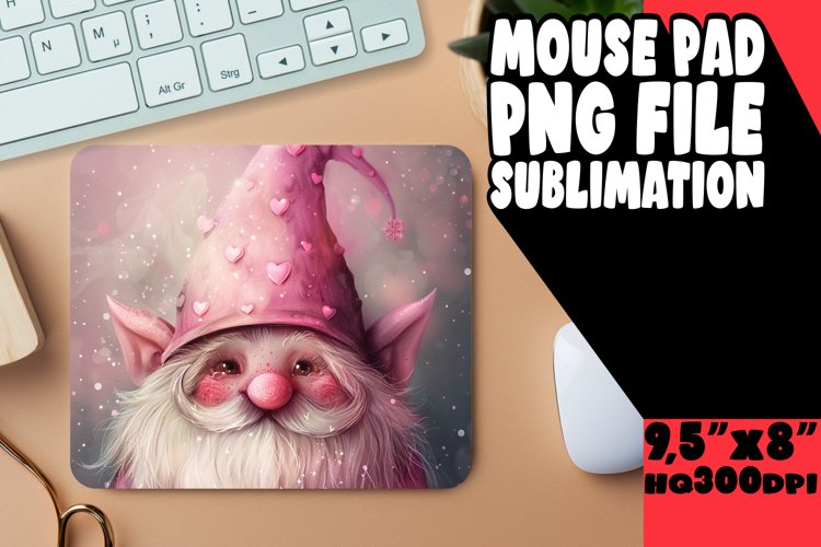 Enchanted Evening: Gnome Mouse Pad Design Sublimation PNG example image 1