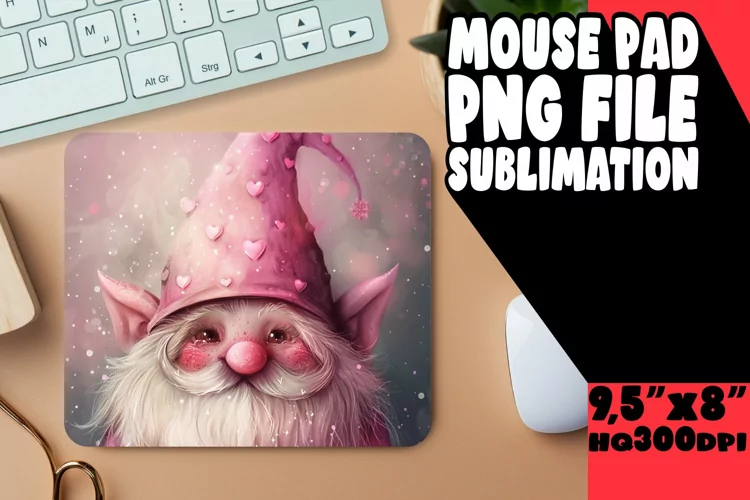 Enchanted Evening: Gnome Mouse Pad Design Sublimation PNG