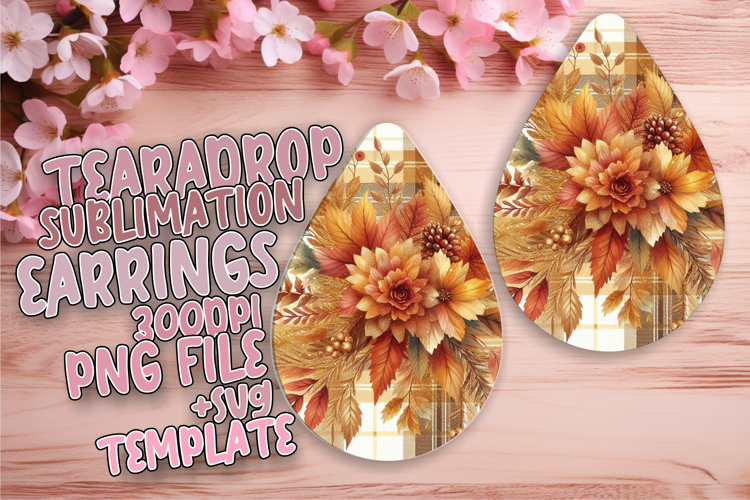 Dynamic Teardrop Earrings Design Art , Autumn Flower