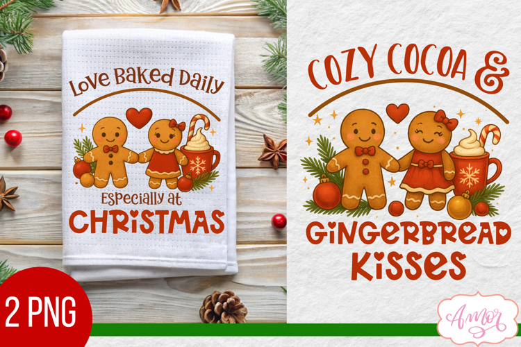 Christmas kitchen towel PNG, Cute gingerbread man design