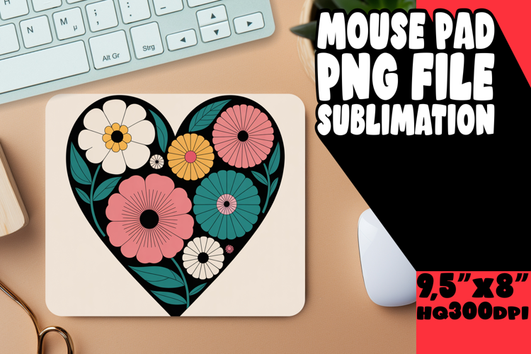Cheerful Desk Pad Sublimation Ideas, Flowers Heart