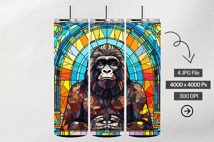 Gorilla Stained Glass Square Coaster - 04 Variations