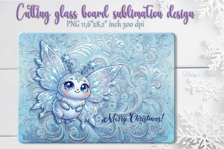 Snowflake butterfly kitchen cutting board sublimation design