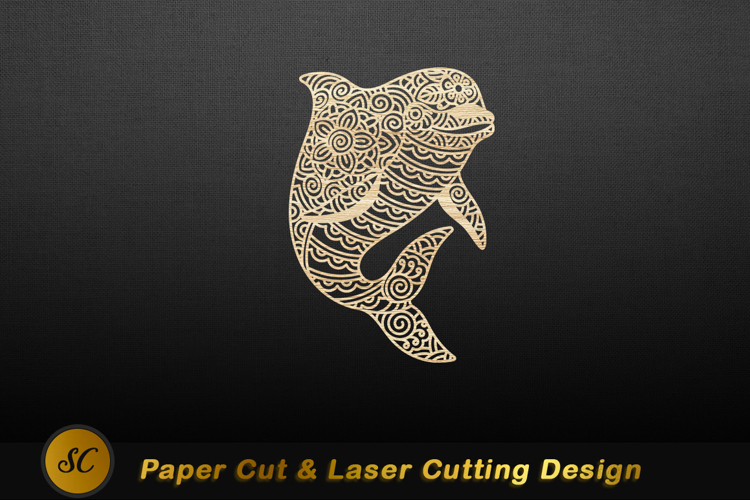 Ornate dolphin paper cut design intricate cutout Laser cut