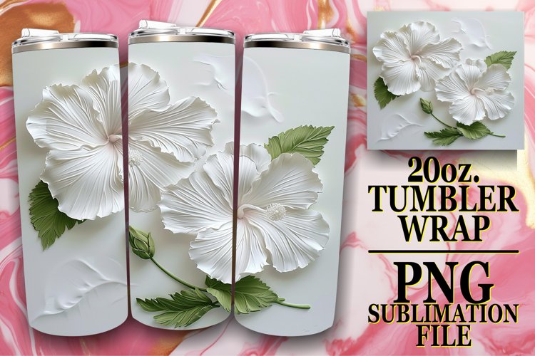 White Blossom Radiance: 3D Tumbler Sublimation