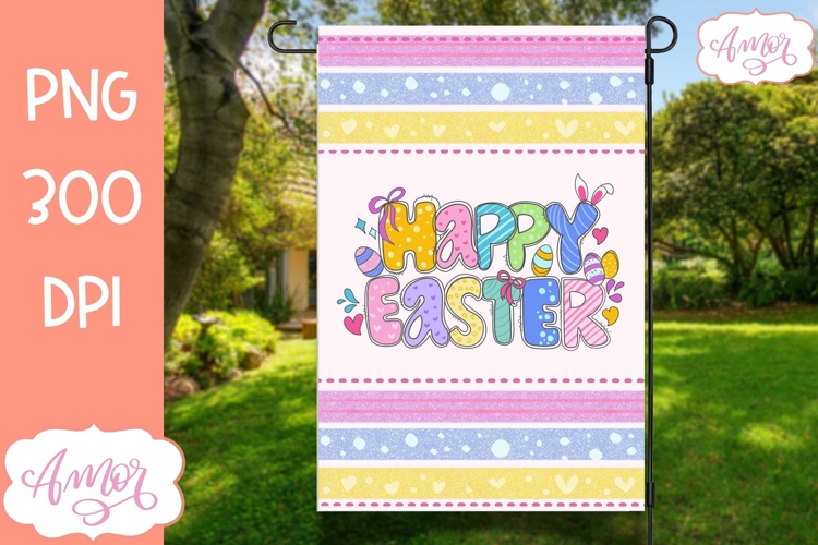 Happy Easter Garden Flag sublimation PNG