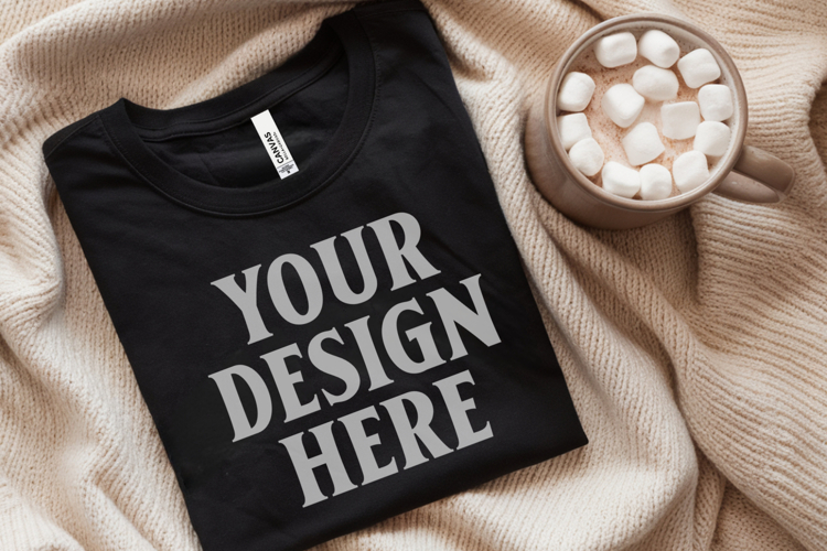 Black Tshirt Mockup Image 5