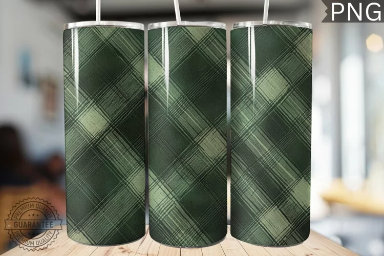 Green Plaid Tumbler Wrap - High Quality 300 Dpi