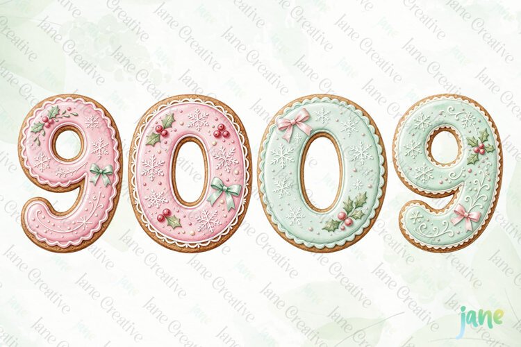 Christmas Cookie Number Clipart example image 1