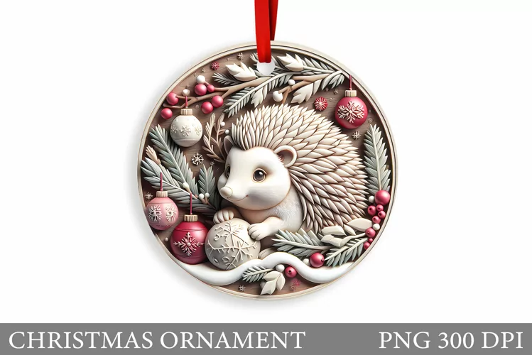 Cute Hedgehog Christmas Ornament. Cute Hedgehog Sublimation