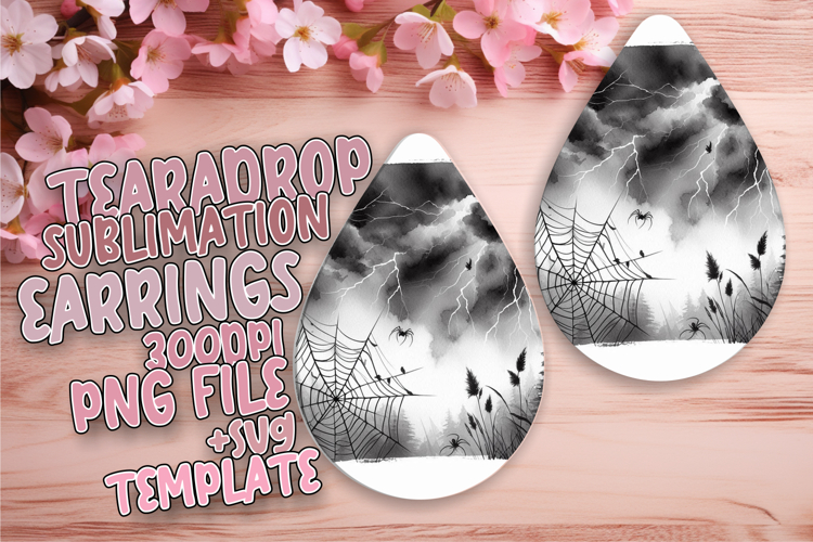 Stylish Teardrop Earrings Artwork PNG , Halloween