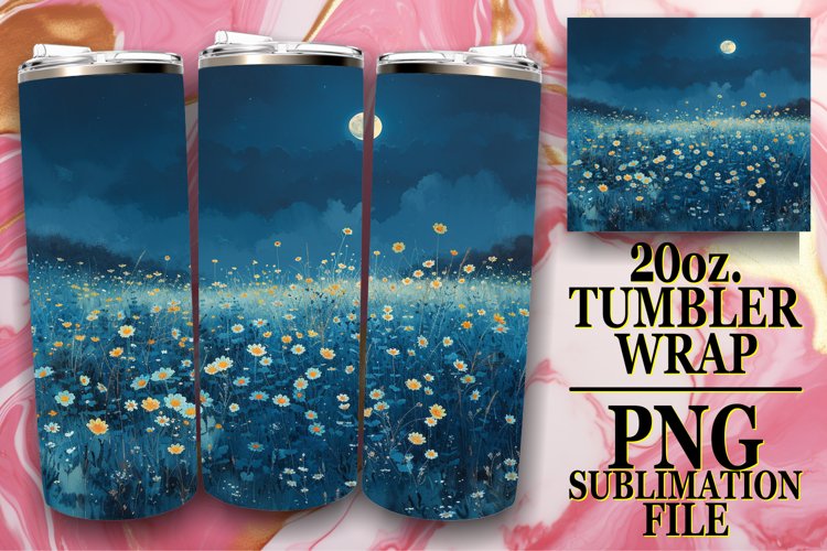 Whimsical Meadow of Flowers Tumbler Wrap example image 1