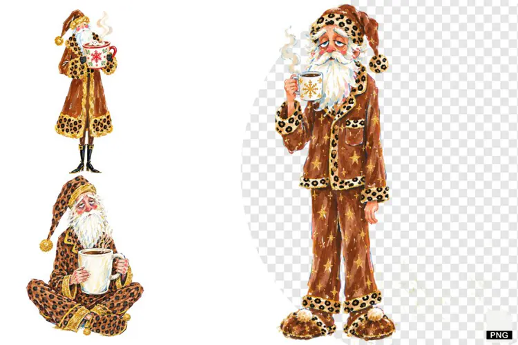 Christmas Santa Love Coffee PNG