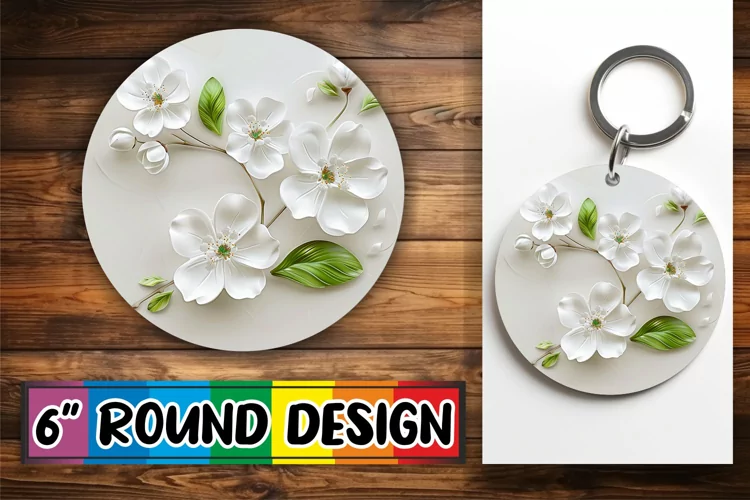 Blossom Elegance: 3D Circle Design Sublimation