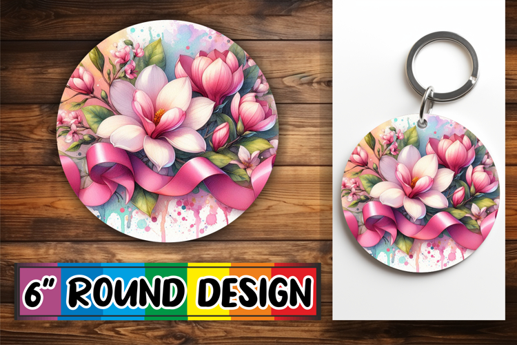 Joyful Car Coaster Round Style PNG, Flowers