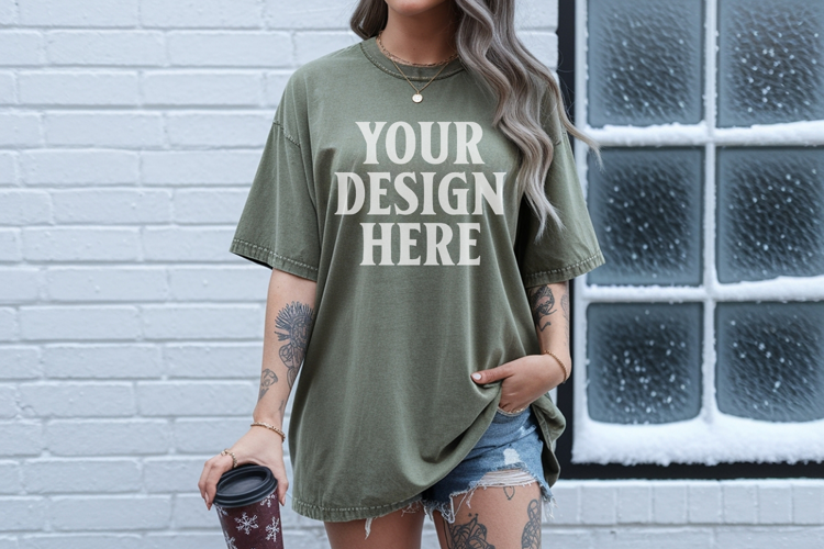 Moss Christmas Comfort Colors 1717 TShirt Mockup, CC 1717