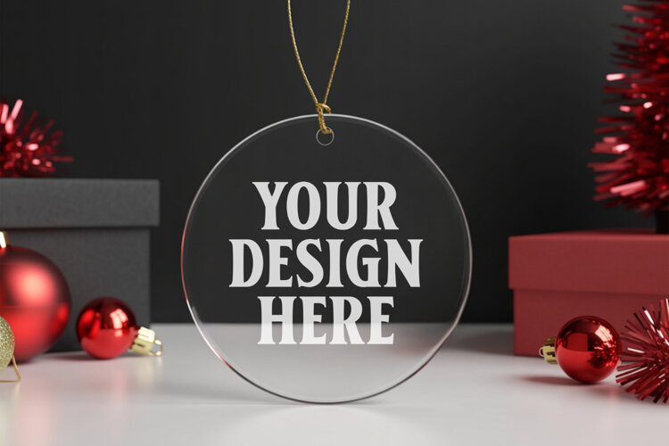 Acrylic Christmas Ornament Mockups , acrylic blank mockup example image 1