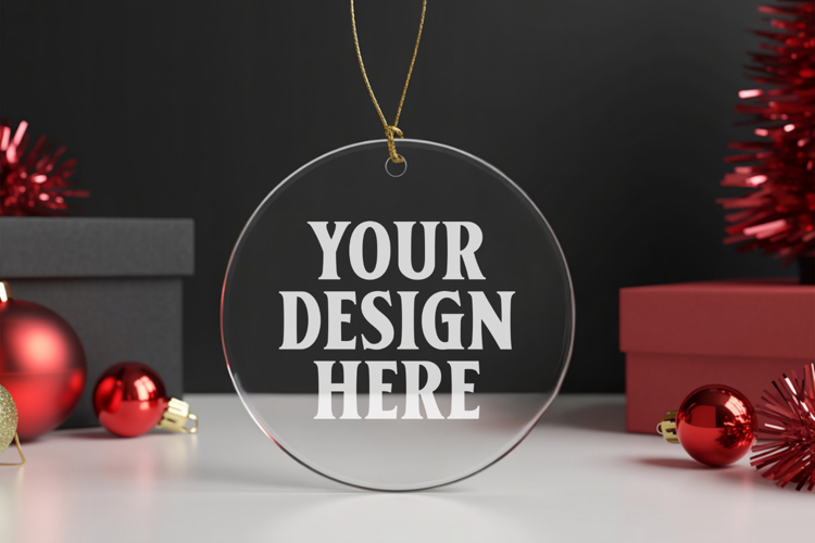 Acrylic Christmas Ornament Mockups , acrylic blank mockup