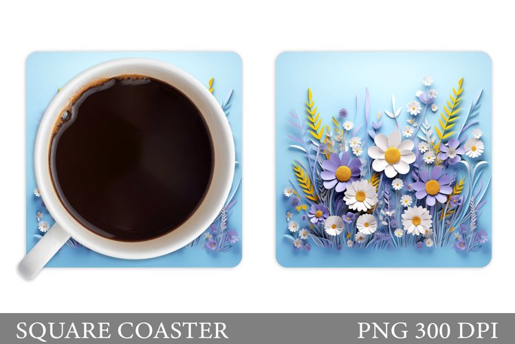 Flowers Coaster Sublimation. 3D Flowers Coaster Design example image 1