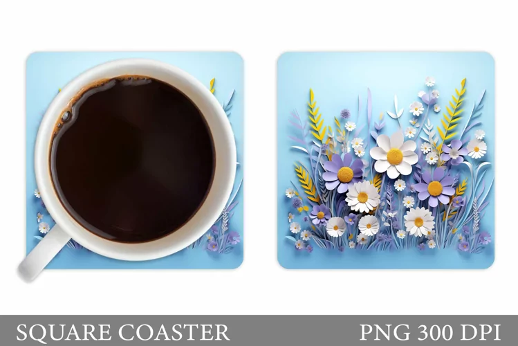Flowers Coaster Sublimation. 3D Flowers Coaster Design