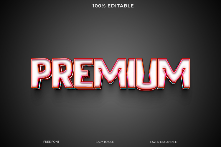 Editable 3D Text Effect PREMIUM in Red and White